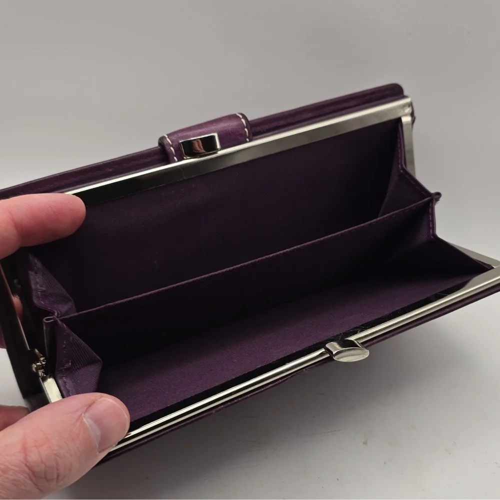 Women's Purple Solid Folding Wallet with Credit Card Feature for Women